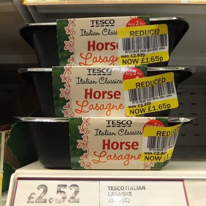 Tesco Horse Meat Lasagne (2013 horse meat scandal) www.facebook.com/ctttdining
