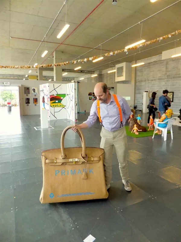 Gavin Turk with Primark Birkin Bag Hackney WickED 