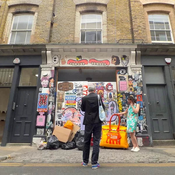 SAINSBURY'S BIRKIN BAG Outside Secret Art London Gallery
