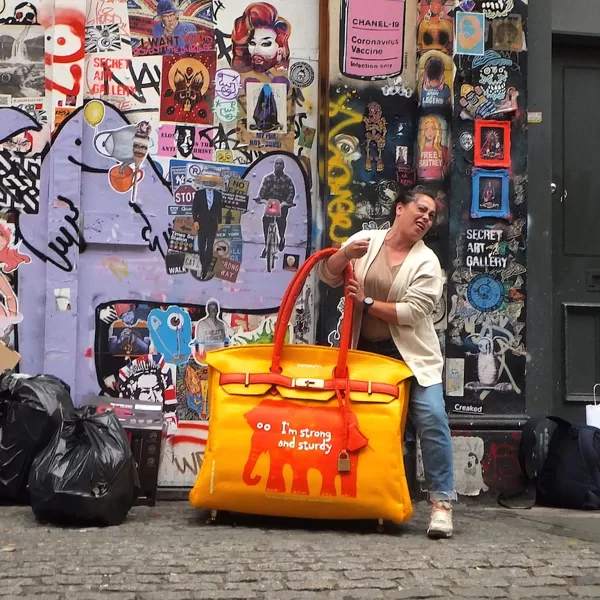 SAINSBURY'S BIRKIN BAG Outside Secret Art London Gallery