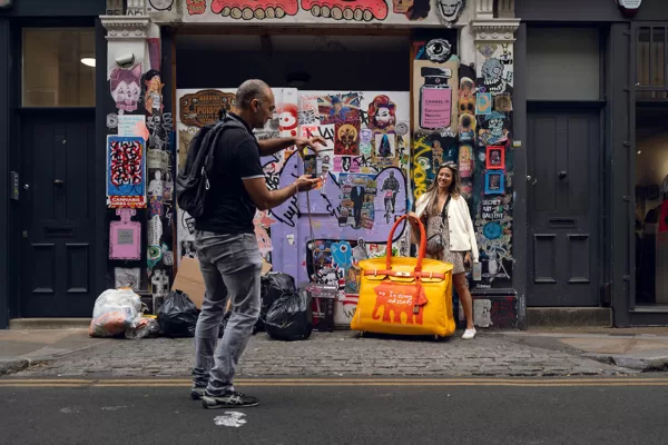 SAINSBURY'S BIRKIN BAG Outside Secret Art London Gallery